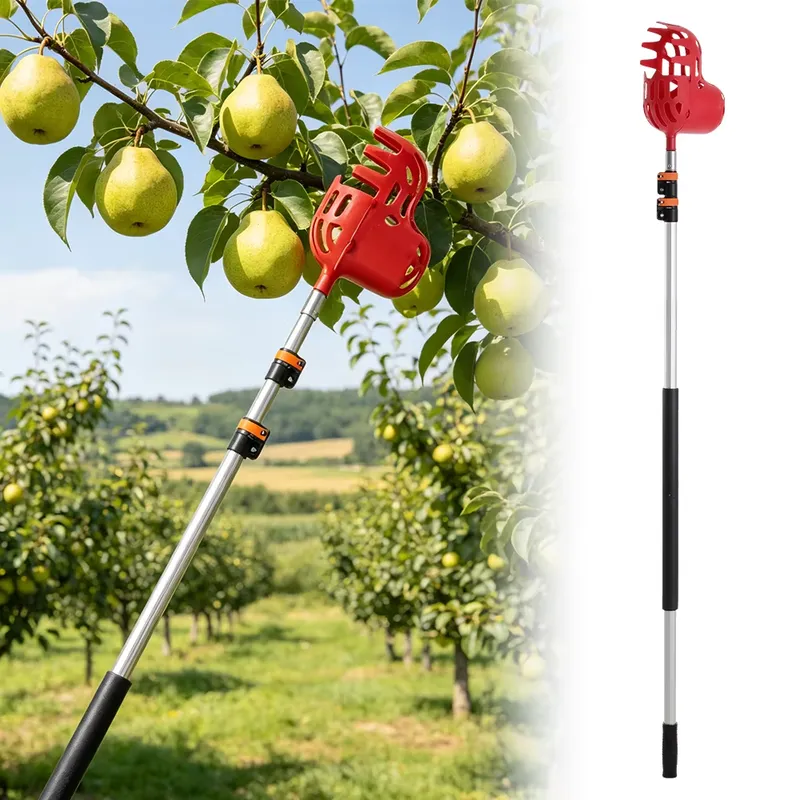 Fruit Picker Basket Telescopic Pole - Manual Fruit Picker Telescopic Aluminum Alloy