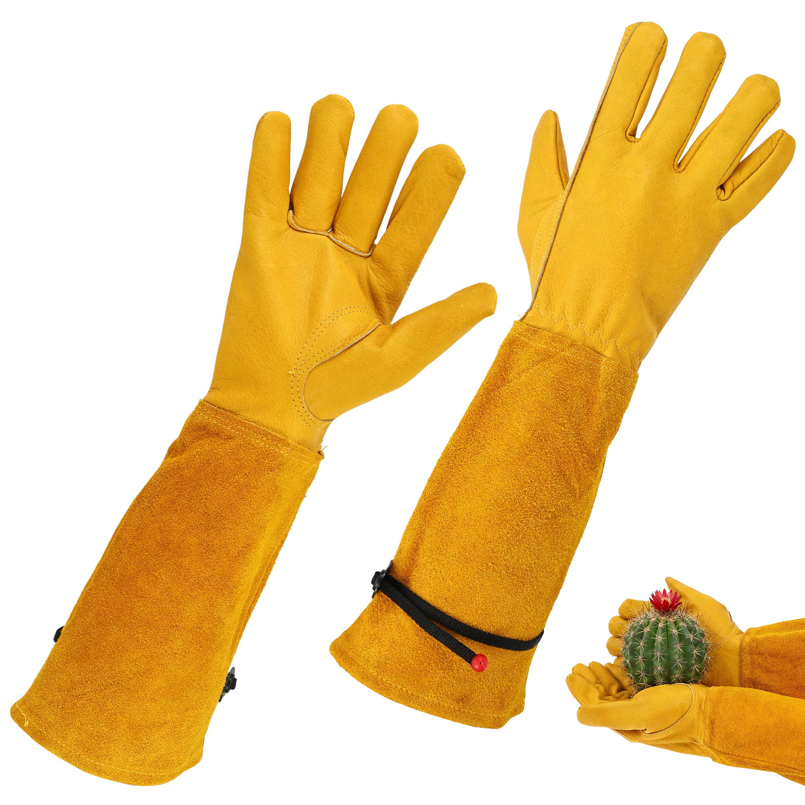 Gardening Gloves Thorn Proof Leather - Long Gardening Gloves Adjustable Strap Leather
