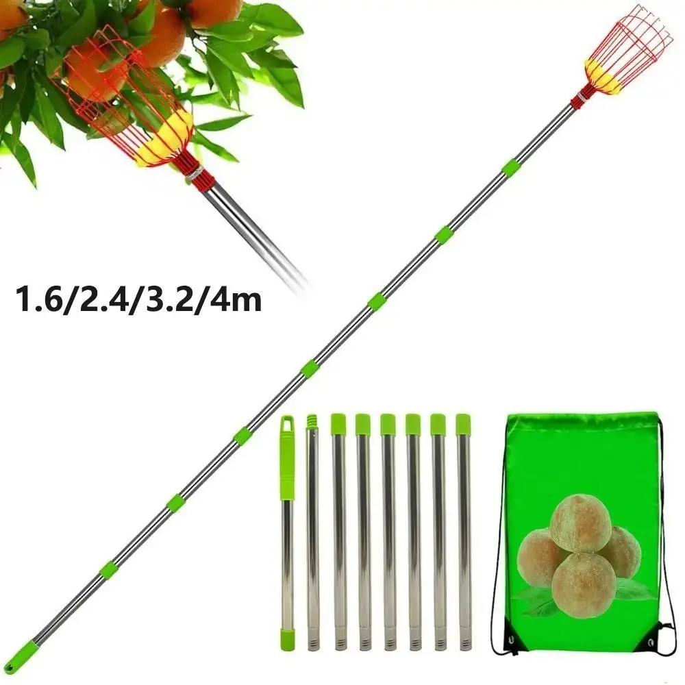 Fruit Picker Basket Telescopic Pole - with Basket Fruit Picker Pole Labor-saving
