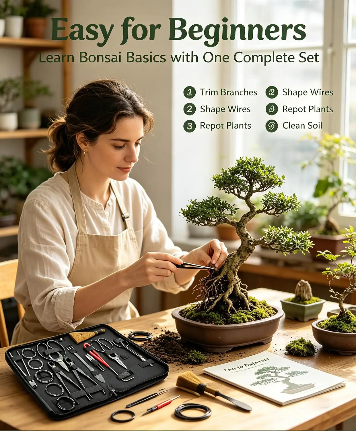Bonsai Tool Set Stainless Carbon Steel - Gardening Bonsai Tool Sets 15pcs Carbon