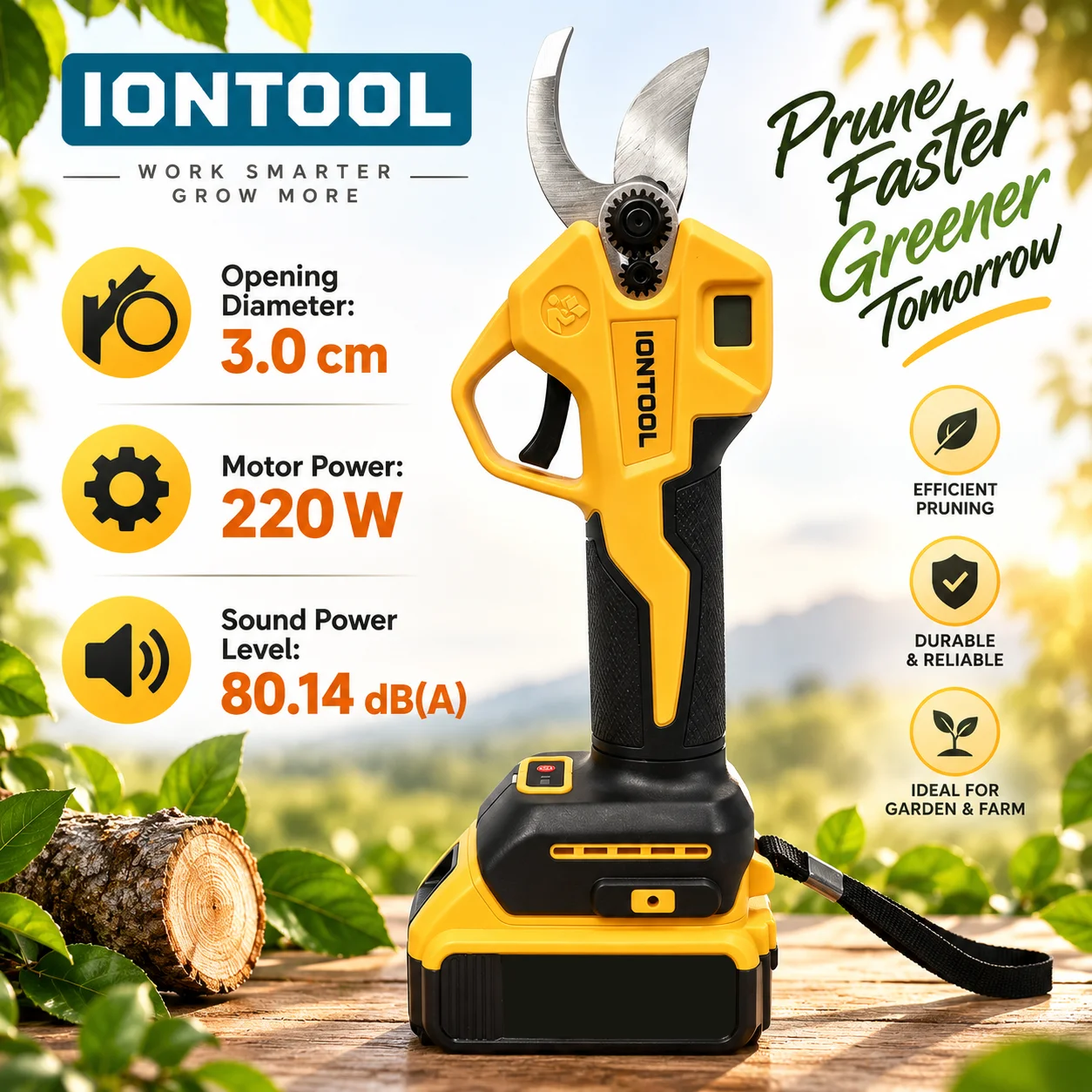 Cordless Electric Pruning Shears 30Mm - IONTOOL Cordless Electric Pruning Shears for