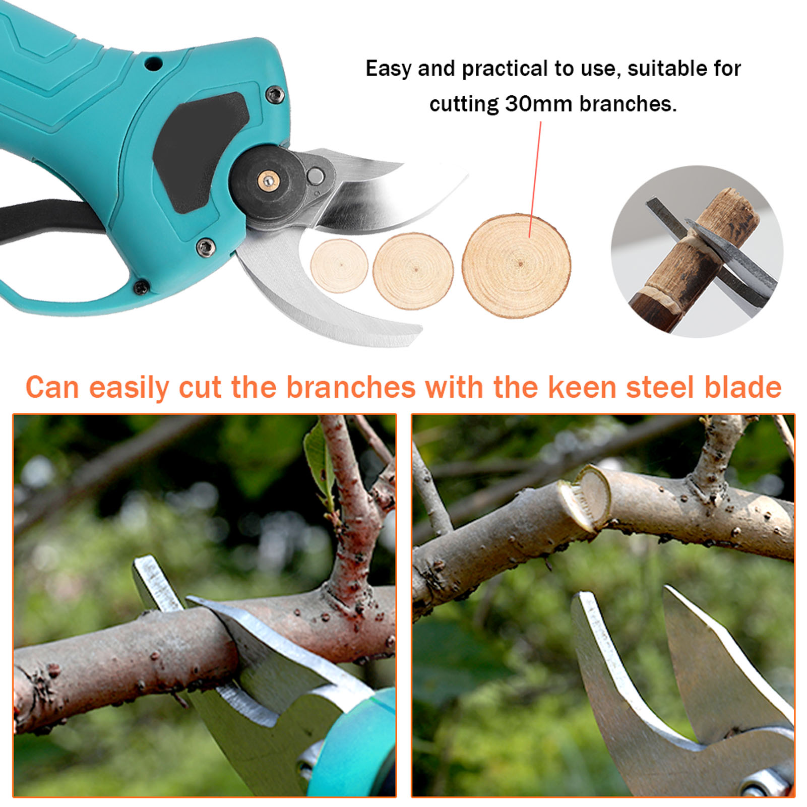 30 mm SK5 Alloy Steel Titanium - Cordless Electric Pruning Shears 30Mm recension och pris