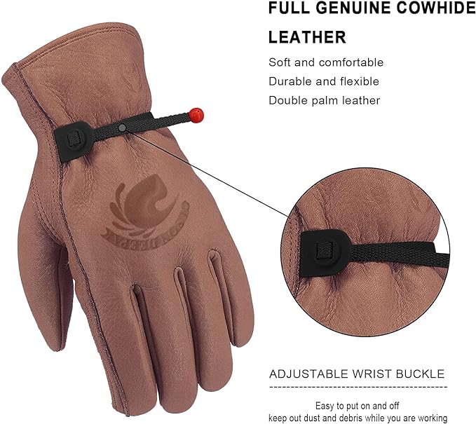 Cowhide Leather Gloves for Men - Gardening Gloves Thorn Proof Leather recension och pris