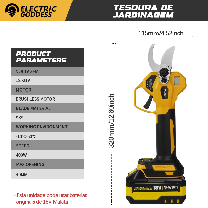 40mm Brushless Electric Prunin - Brushless Tree Branch Cutter 40Mm recension och pris