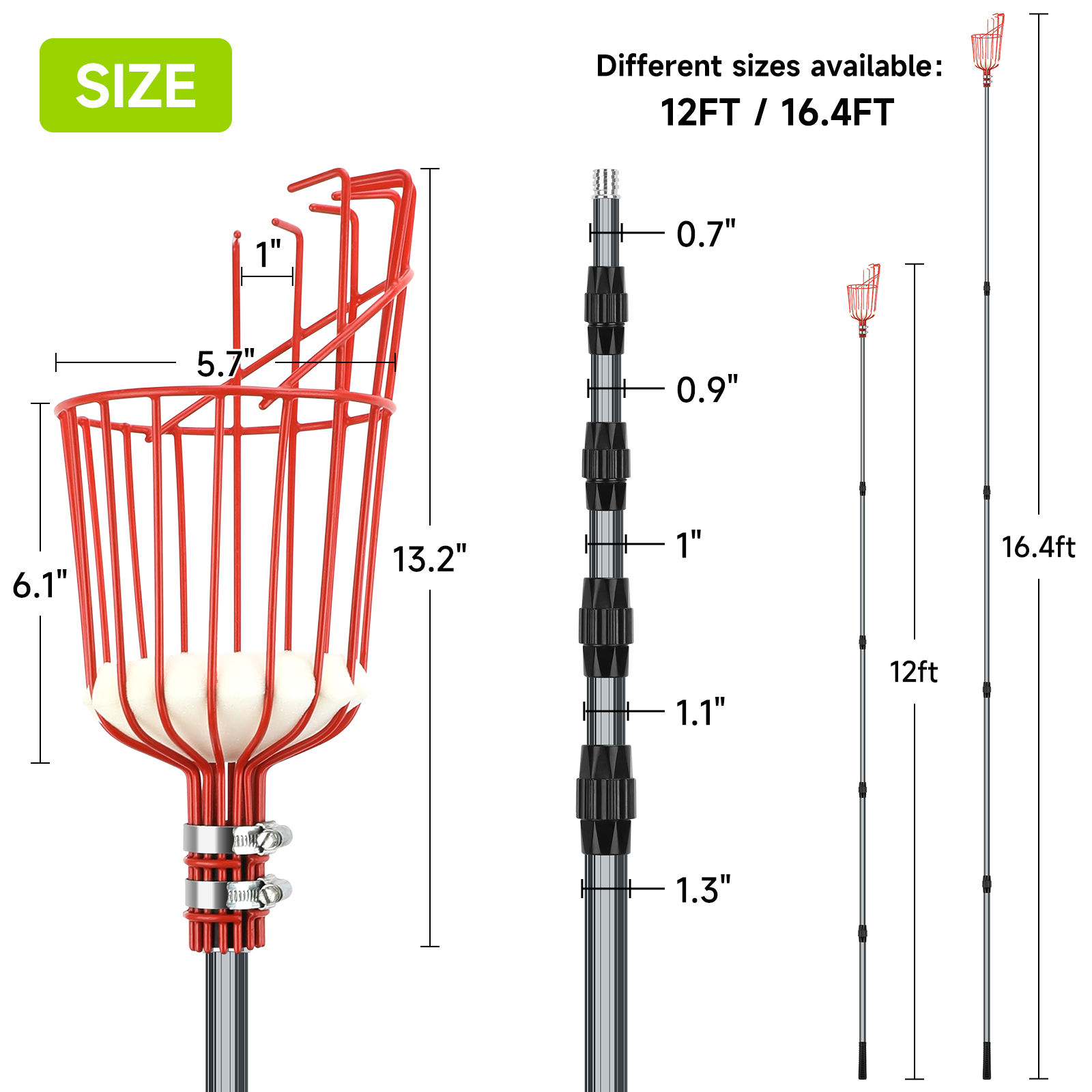 Fruit Picker Tool 5M/3.6M Tele - Fruit Picker Basket Telescopic Pole recension och pris