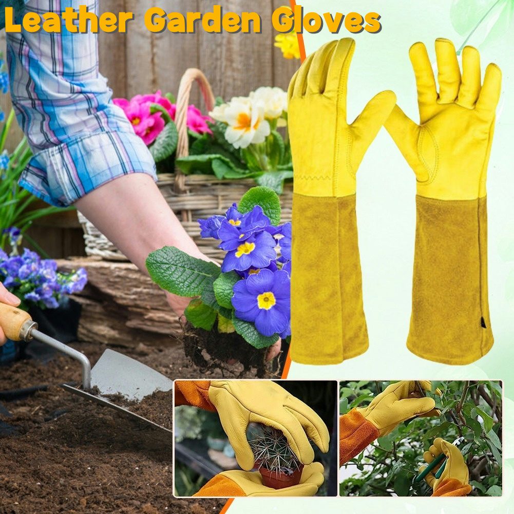 1 Pair Long Thorn Proof Garden - Gardening Gloves Thorn Proof Leather recension och pris